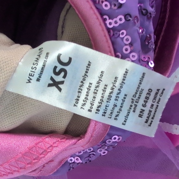 New Weissman Purple Pink Sequin Tutu Dance Costume Ruffle Skirt Halter Top XS - Picture 2 of 8